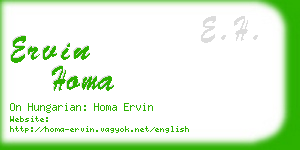 ervin homa business card